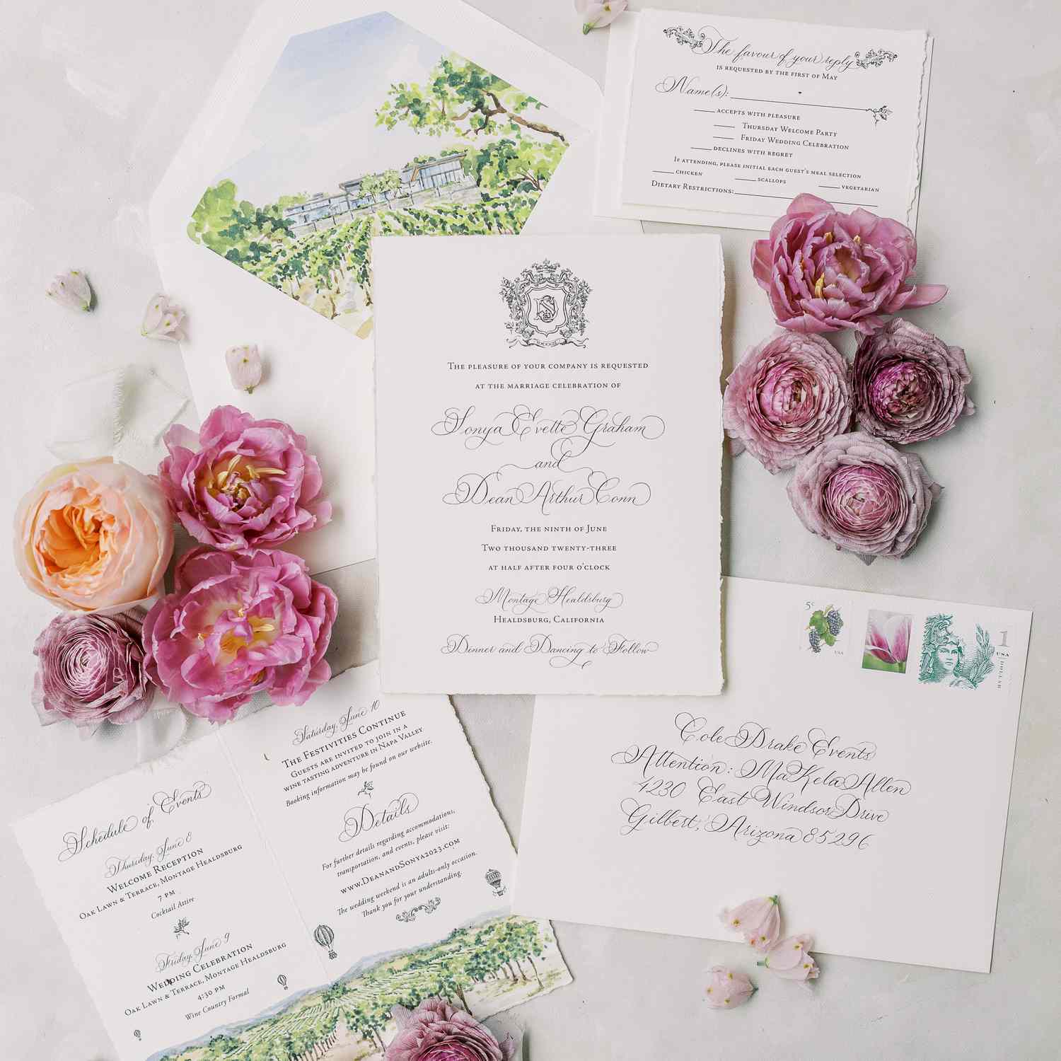 destination wedding invitation suite