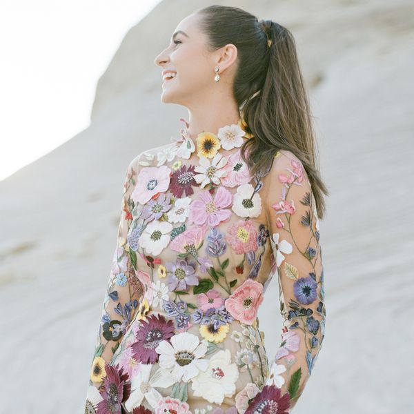 candid shot of someone wearing a fully floral dress