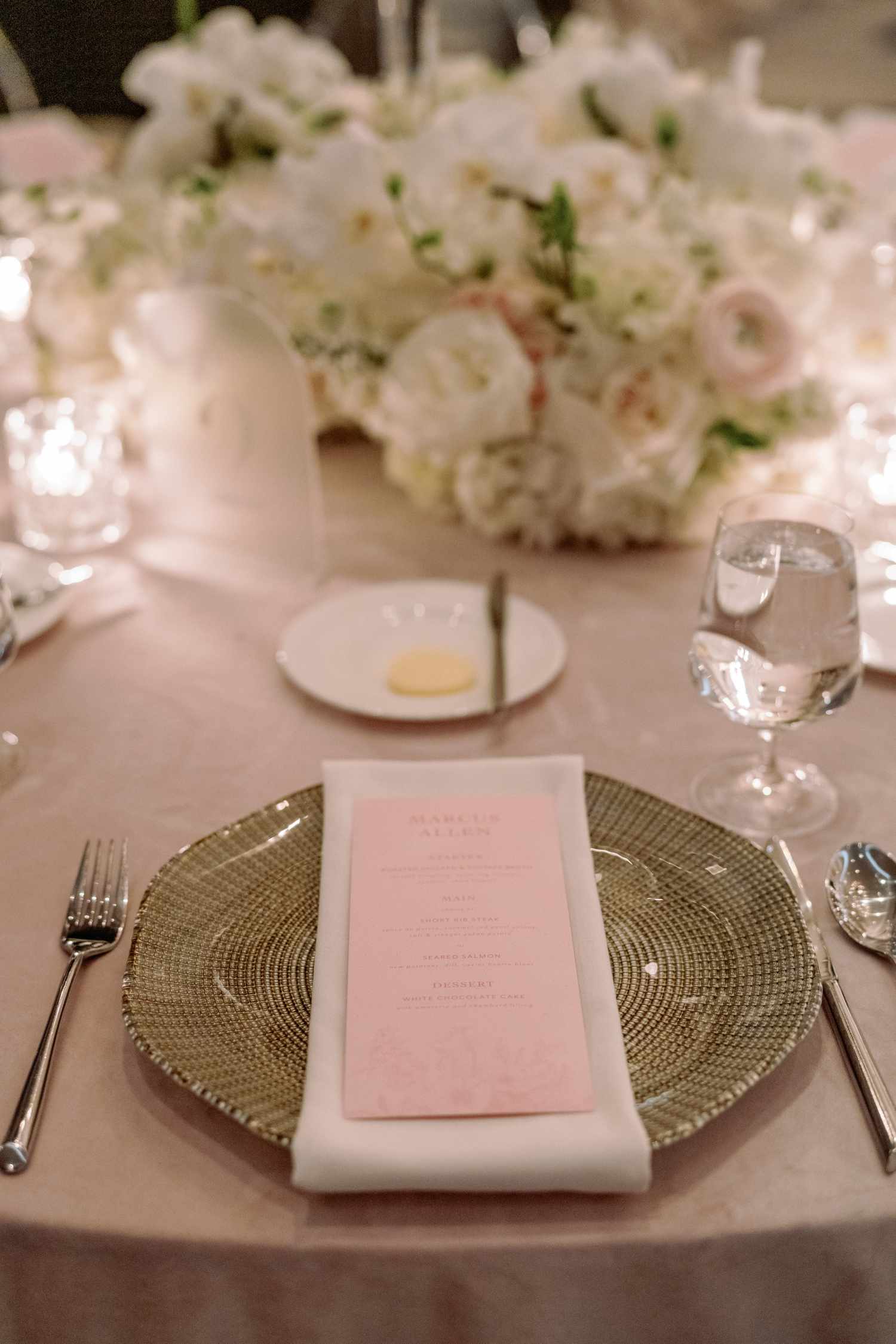 dinner plate with dinner menu on top