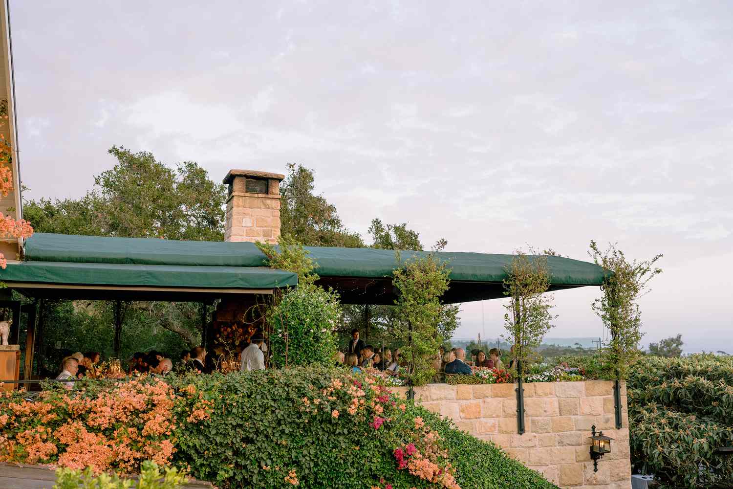 landscape photo of outside view of reception dining area
