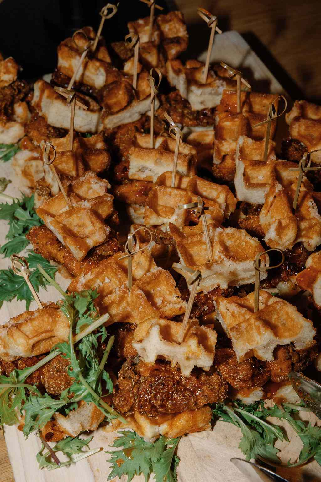 Chicken and Waffle Sliders at Wedding Reception