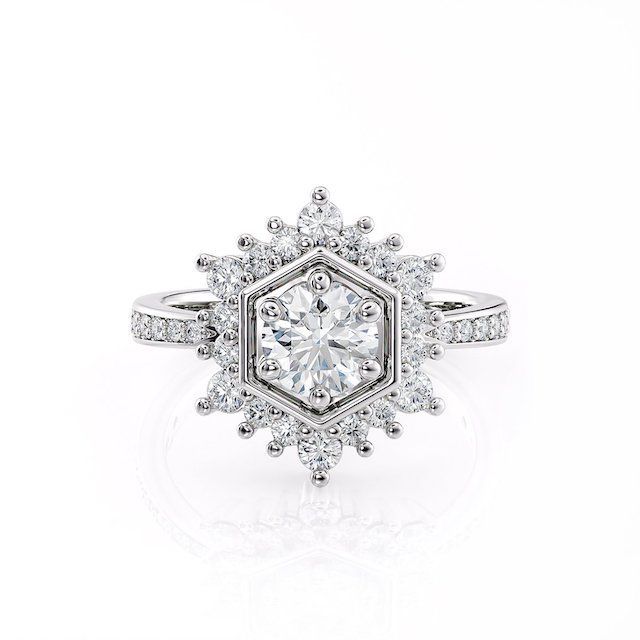 Alysha Whitfield 'Camellia' Diamond Hexagon Halo Engagement Ring
