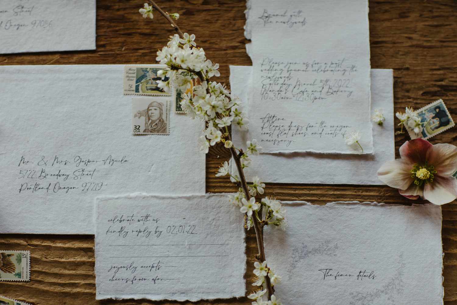 natural paper invitation suite
