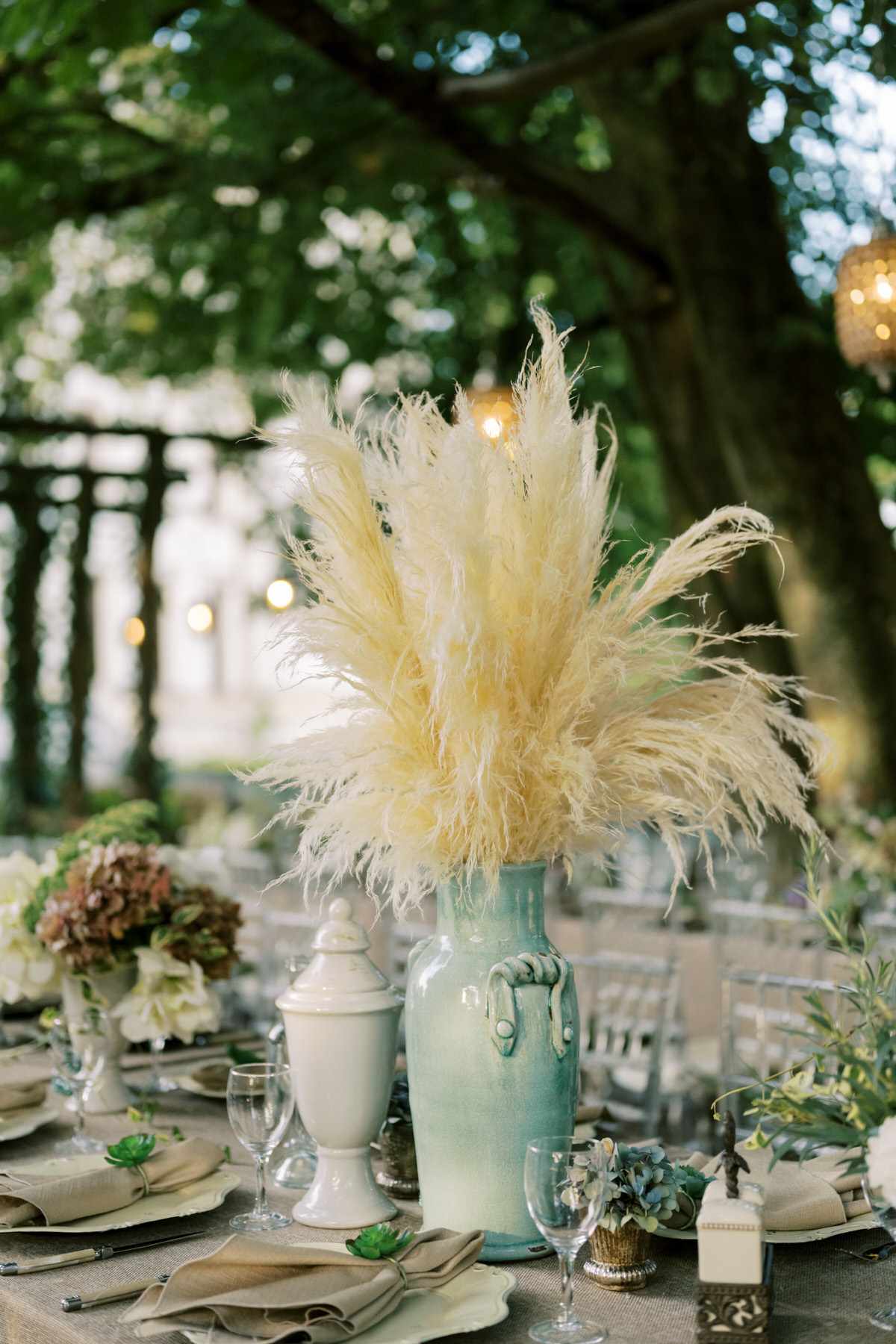 pampas grass in ceramic vase