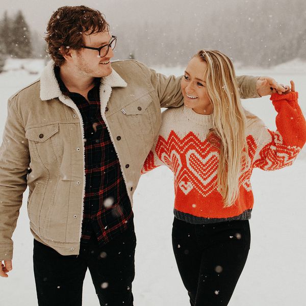 couple walking in snow