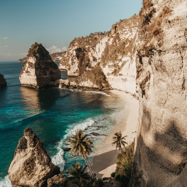 A view of the beach in Bali, Indonesia, a romantic honeymoon destination.