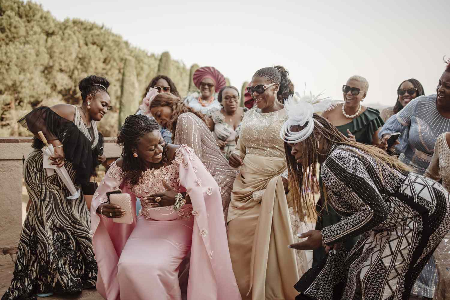 Bride's Family Entering Wedding Reception Following Nigerian Tradition