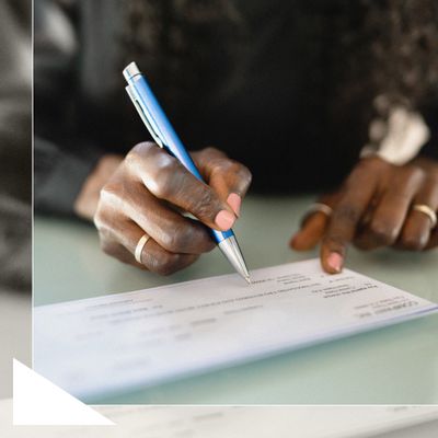 woman writing a check