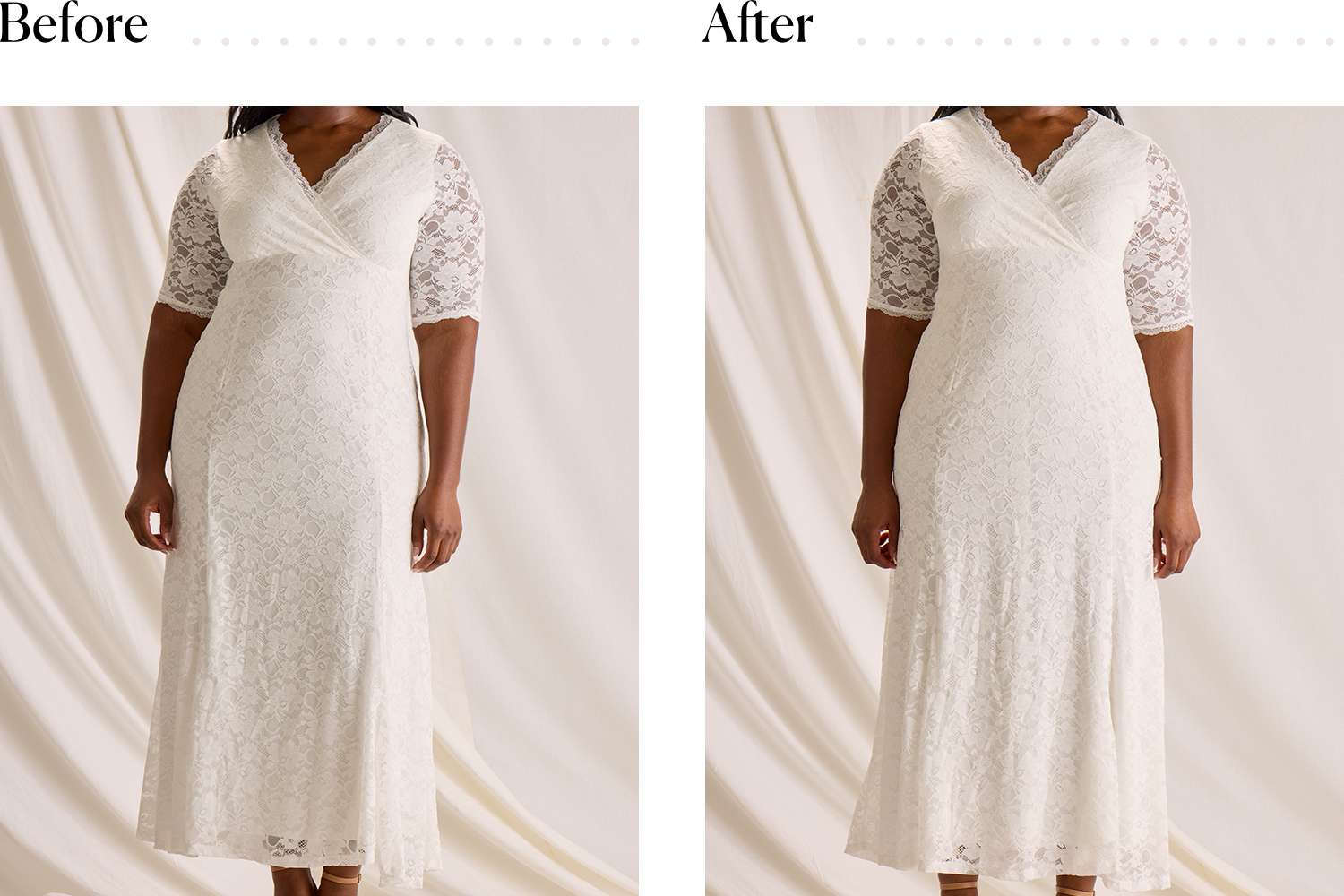 Bali Women's Lace 'N Smooth Firm-Control Shapewear under a short sleeve lace dress