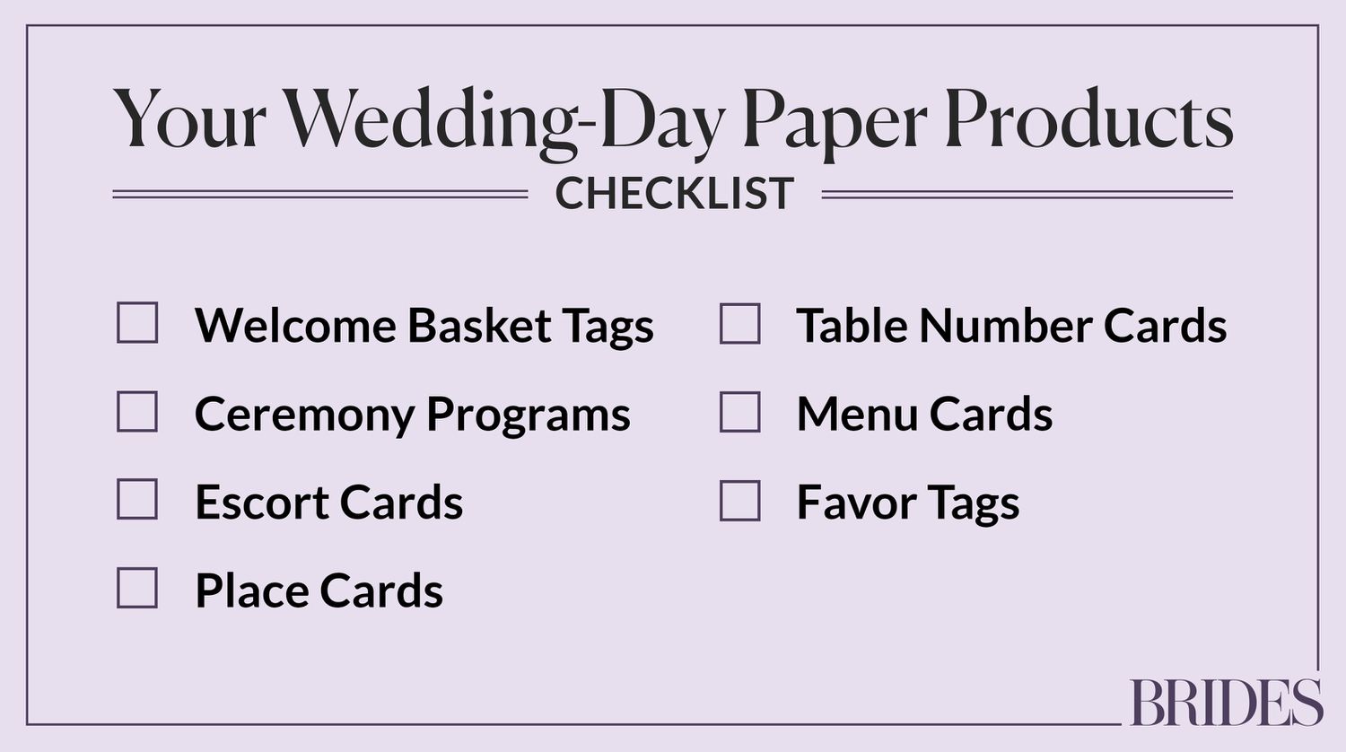 Your Wedding-Day Paper Products Checklist Graphic