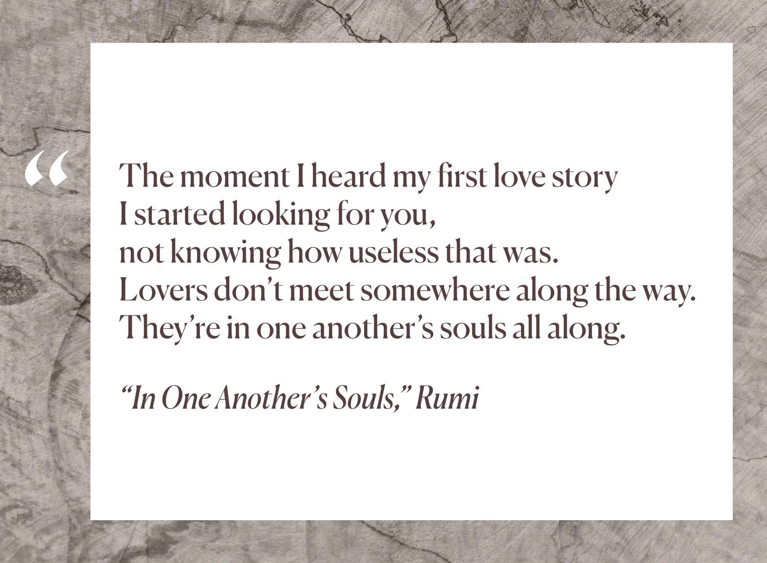 "In One Another's Souls," Rumi Poem Graphic