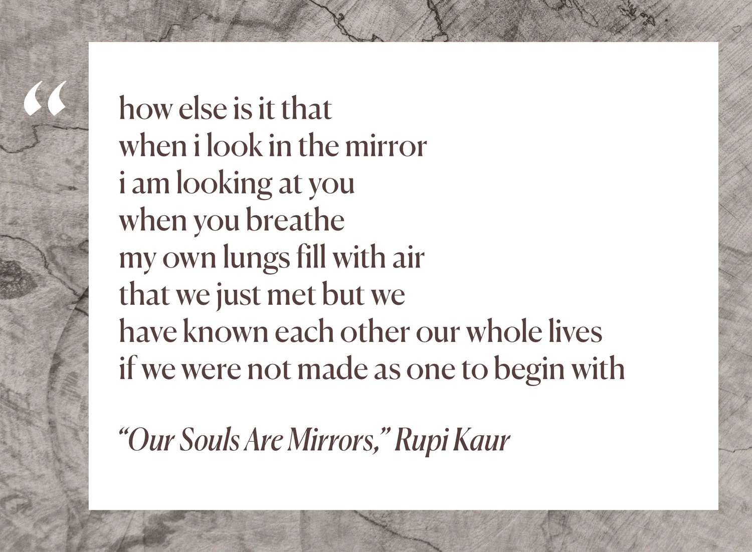 "Our Souls Are Mirrors," Rupi Kaur Poem Graphic