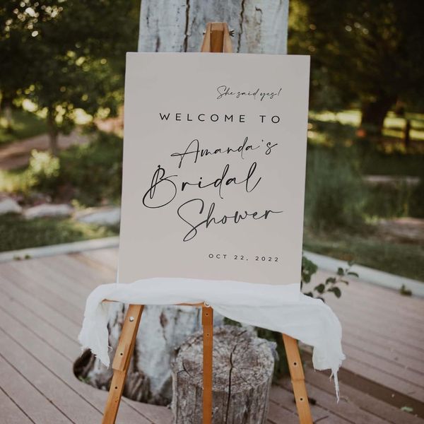 Bridal Shower Welcome Sign on Stand