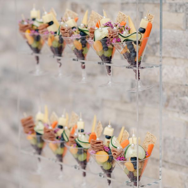 Cones of Charcuterie Hanging on Acrylic Wall