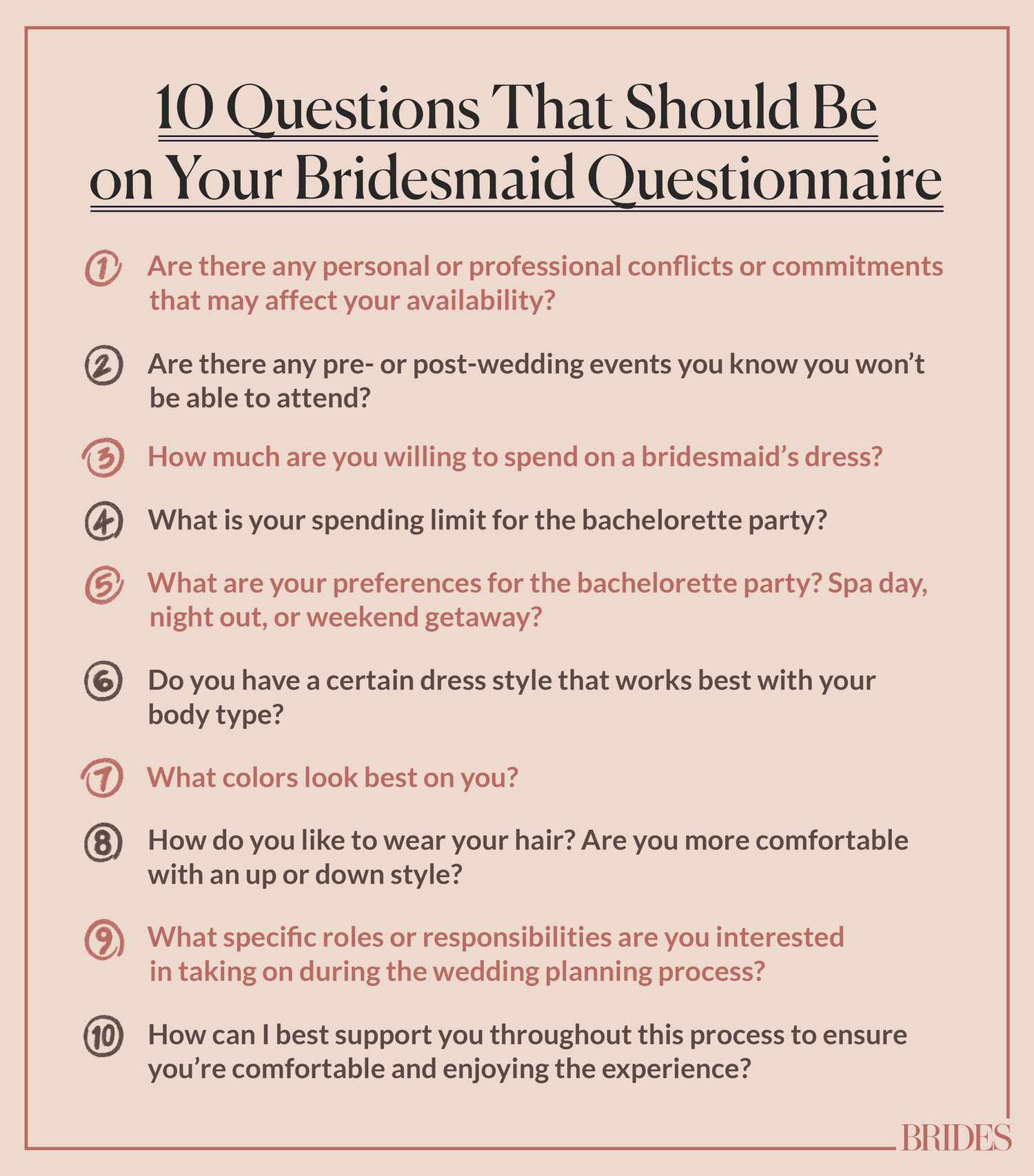 Bridesmaid Questionnaire Questions Graphic