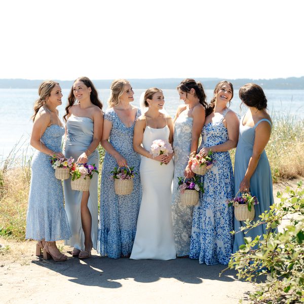 Members of a Wedding Party and Bride With Flower Baskets, a Bridesmaids Bouquet Alternative