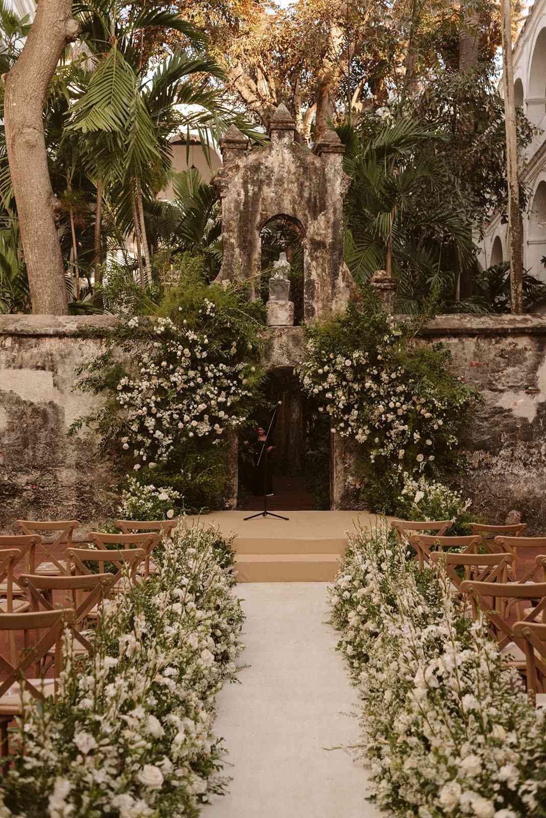 Caity Lotz and Kyle Schmid's wedding ceremony décor in Cartegena
