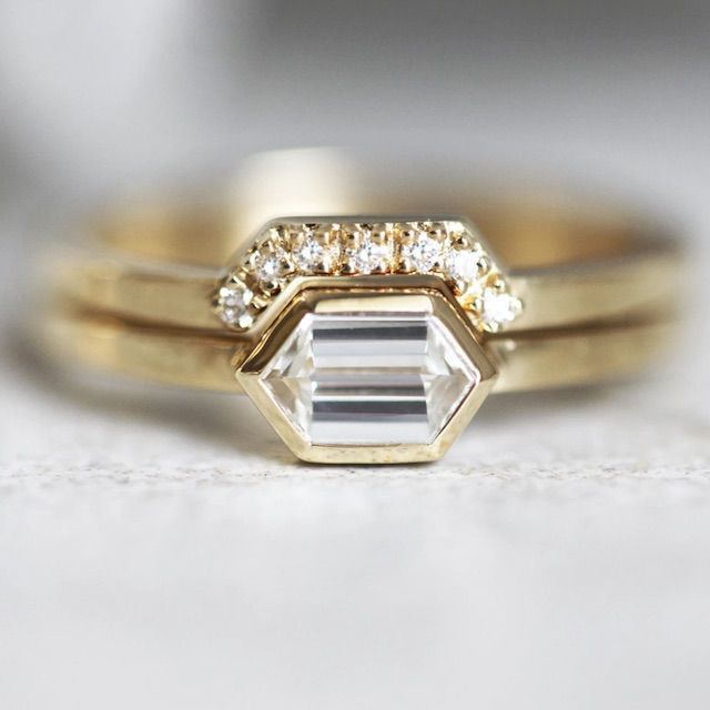 Capucinne Hexagon Diamond Ring Set