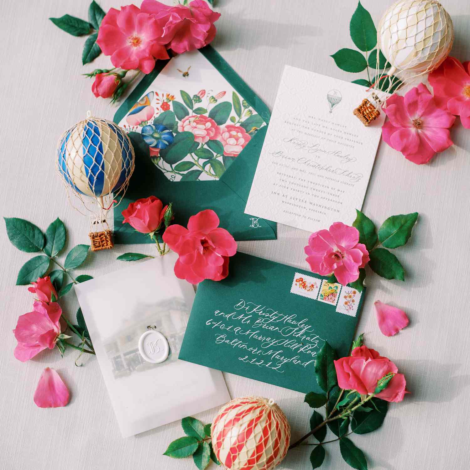 Layout of Floral Themed Wedding Invitations