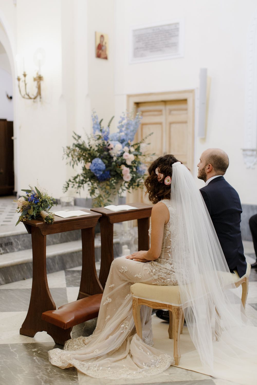 convalidation couple at catholic church altar