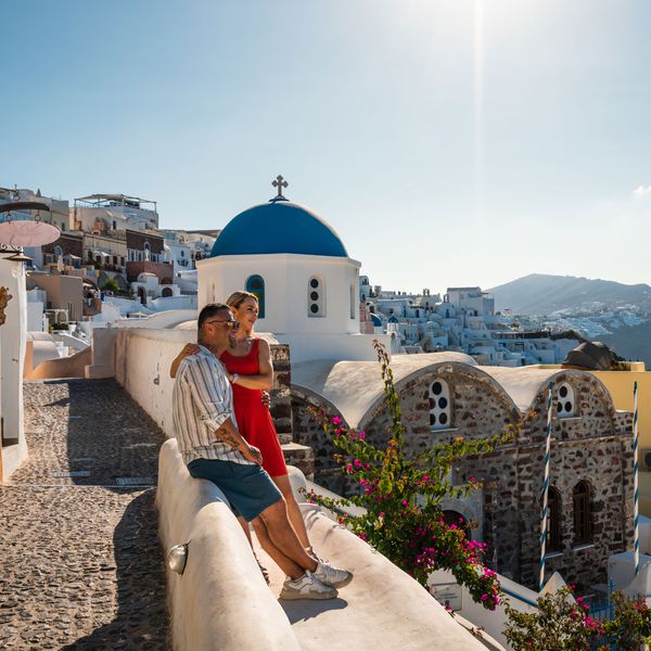 Couple on Their Honeymoon in Santorini, Greece After Receiving Honeymoon Fund