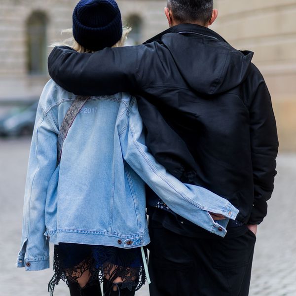 a couple from behind walking away