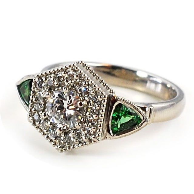 Abby Sparks Jewelry 'The Stephanie' Diamond and Garnet Palladium Engagement Ring
