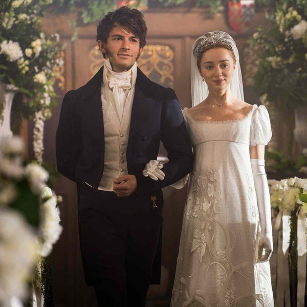 Anthony Bridgerton walking Daphne Bridgerton down the aisle