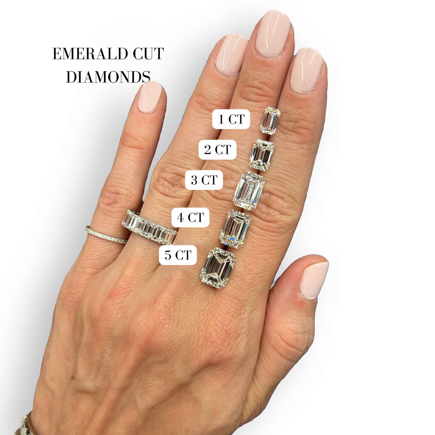 emerald cut diamonds ranging from 1 ct-5ct