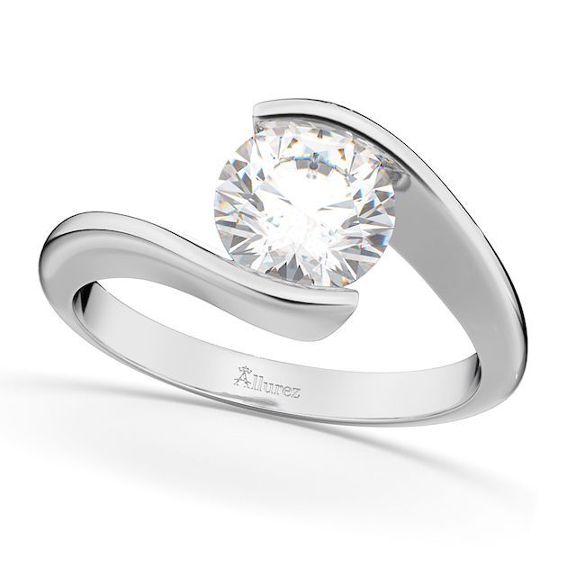 Allurez Tension Set Solitaire Diamond in Palladium Engagement Ring