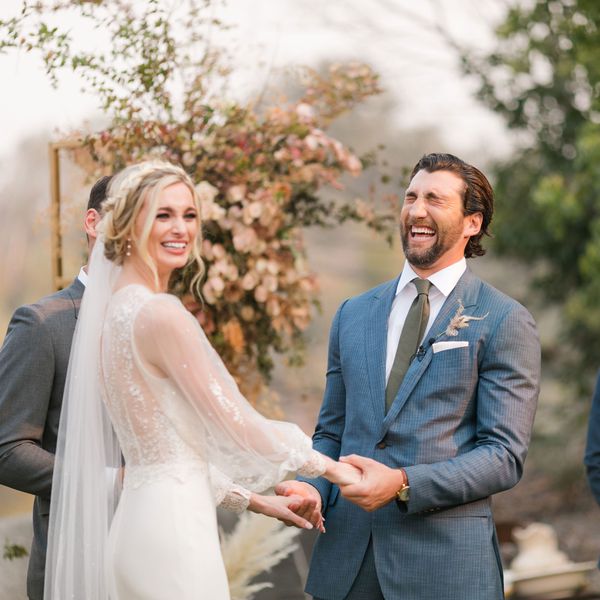 Bride and Groom Laugh During Funny Wedding Vows Exchange