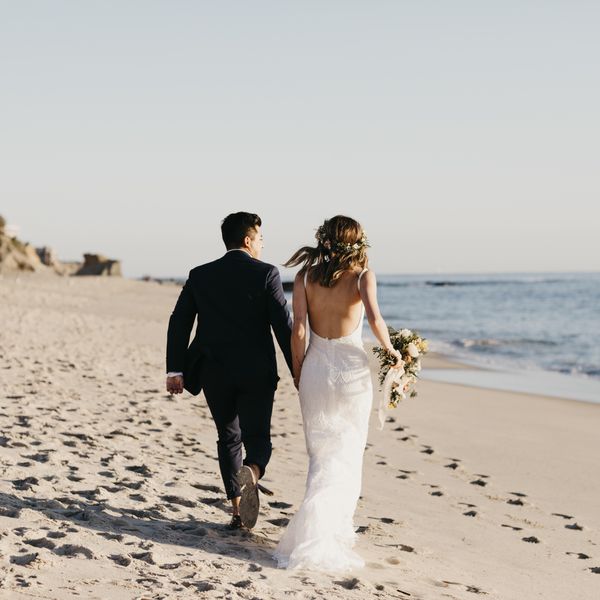 Couple walking on the beach