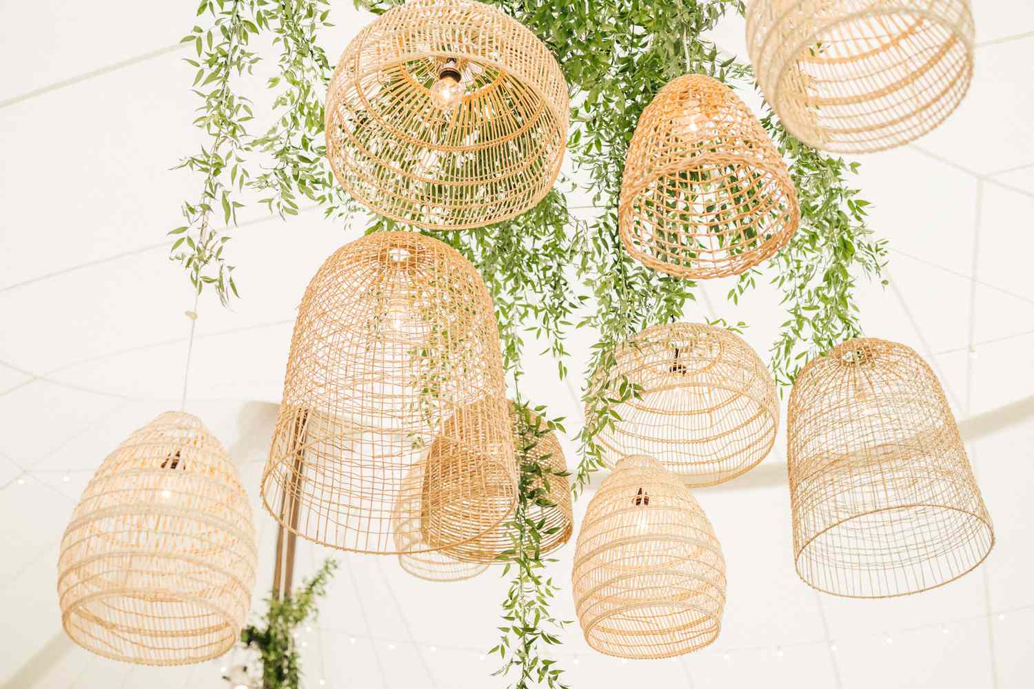 Woven rattan pendant lights