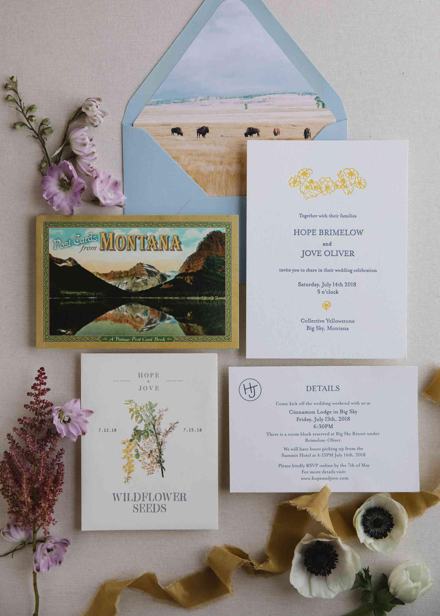 yellowstone wedding invitation suite