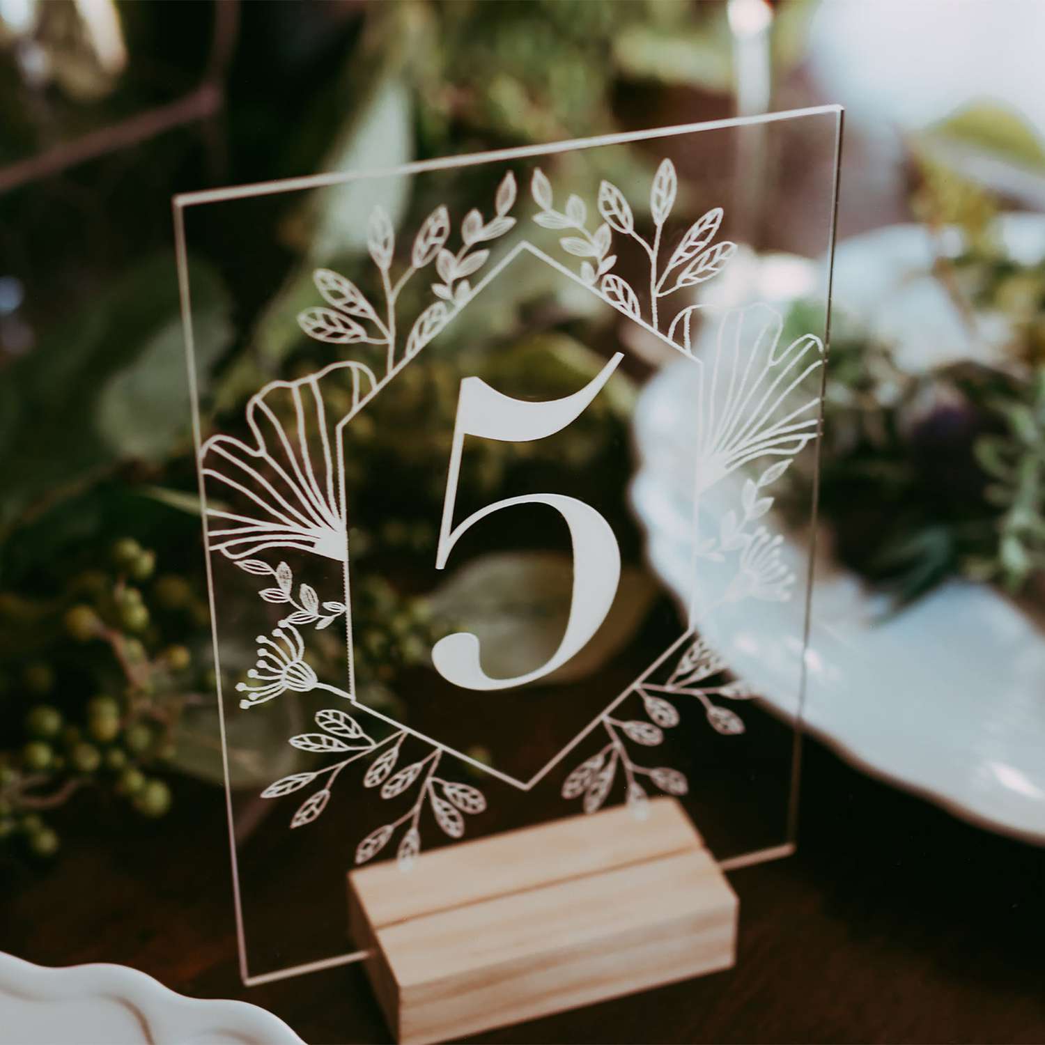 Sweet Confetti Co. Acrylic Table Numbers With Wood Stands