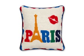 Jet Set Needlepoint Paris Pillow