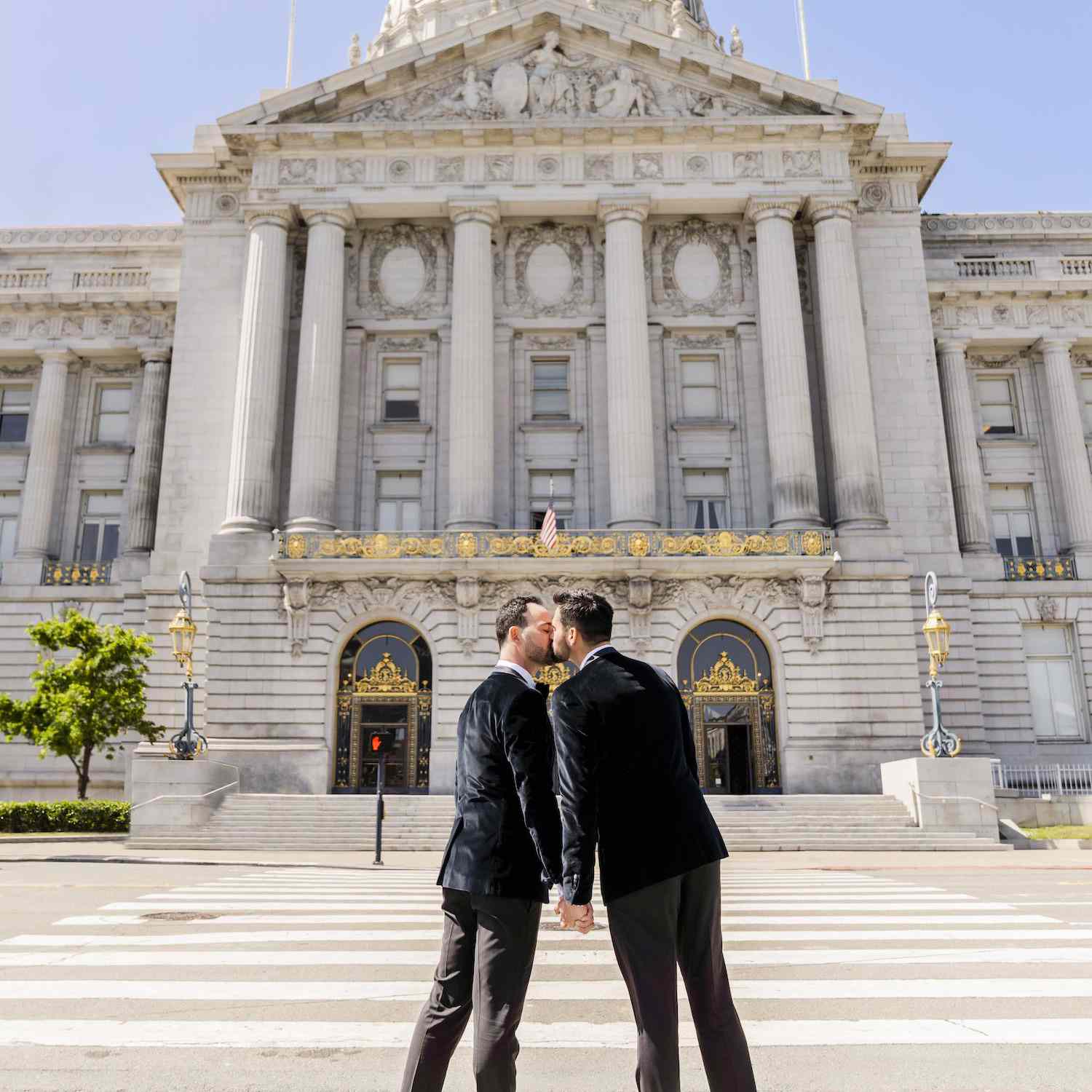 Joey and Drew in front of the courthouse