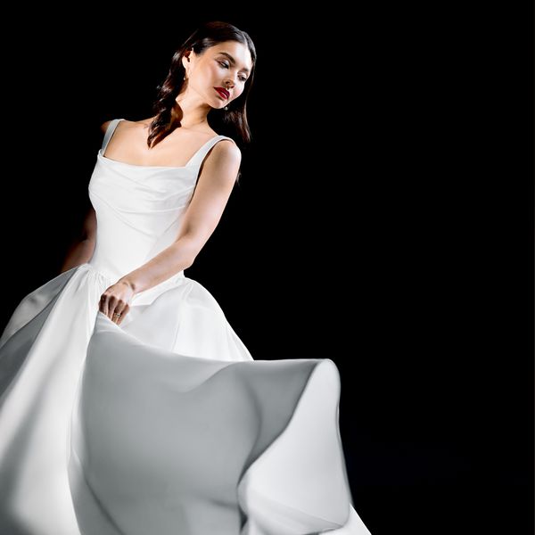 Fit and Flare Simple White Wedding Dress With Thick Straps