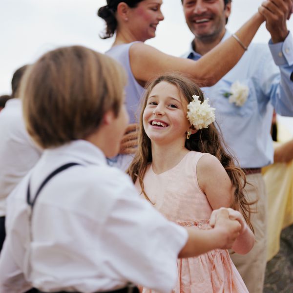 Girl dancing with boy, close-up, portrait