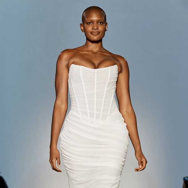 Tight Fitted Sheer White Wedding Dress With Strapless Corset Top