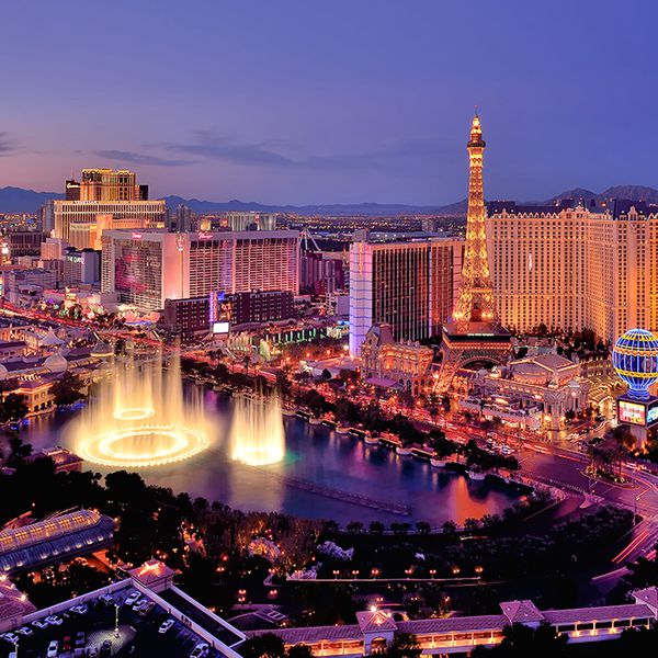 aerial view of las vegas at night