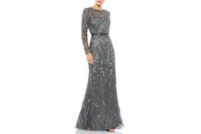Nordstrom Mac Duggal Beaded Long Sleeve Gown