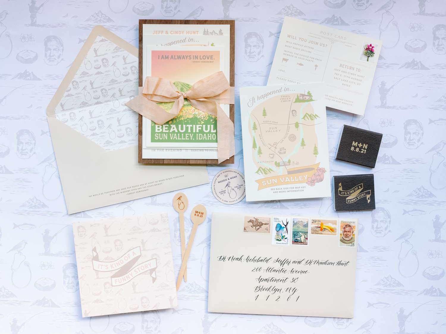 An invitation suite with watercolor design