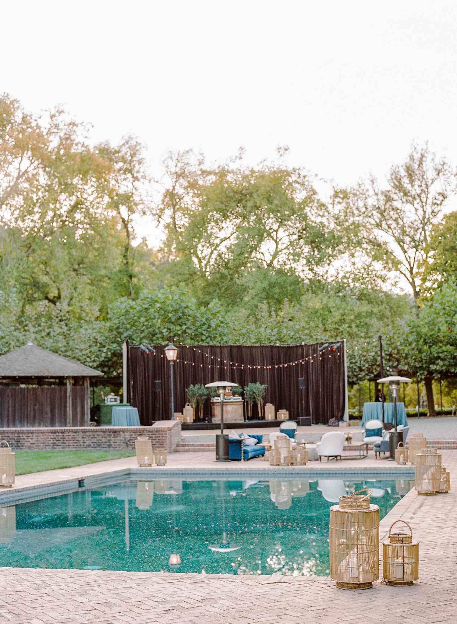 cocktail hour by a pool
