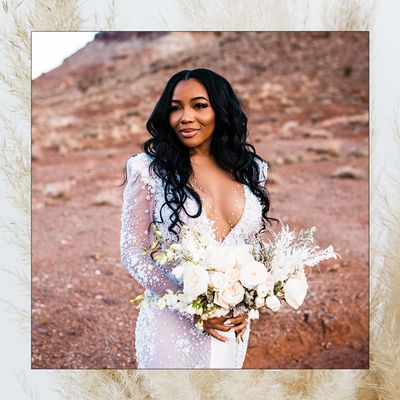 bride in desert in bohemian makeup look and long sleeve dress