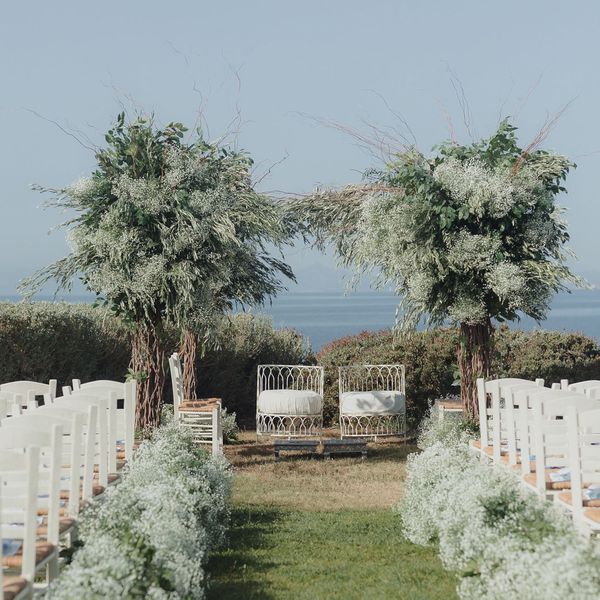 Green Shrub Decor at Wedding Mandap