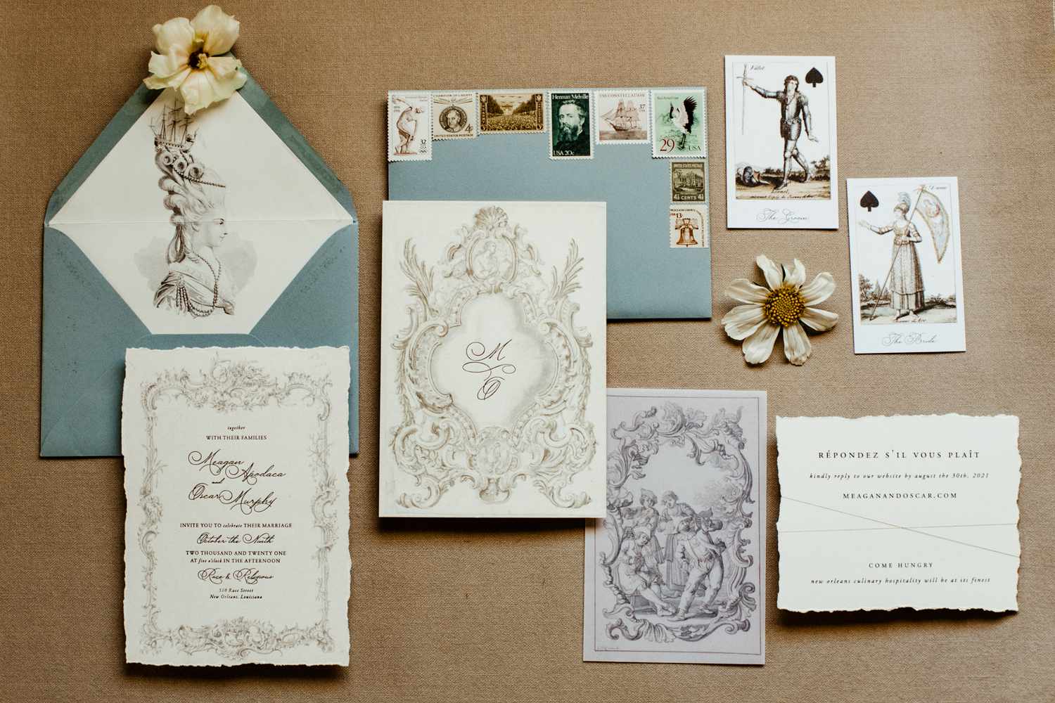 Victorian-inspired invitation suite