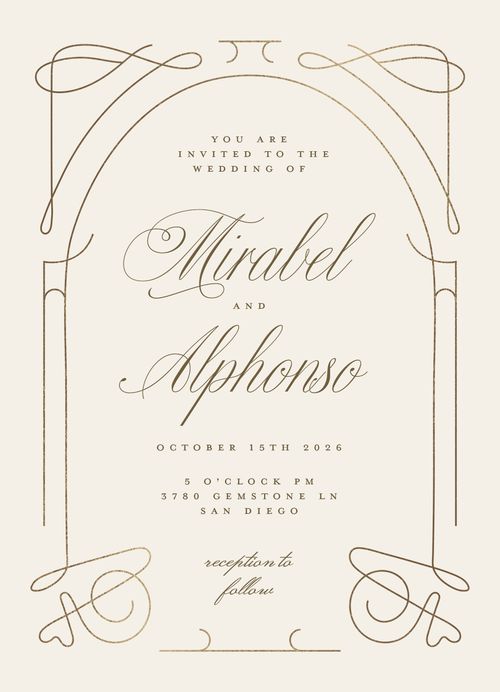 Brides x Minted Art Nouveau Foil Wedding Invitation