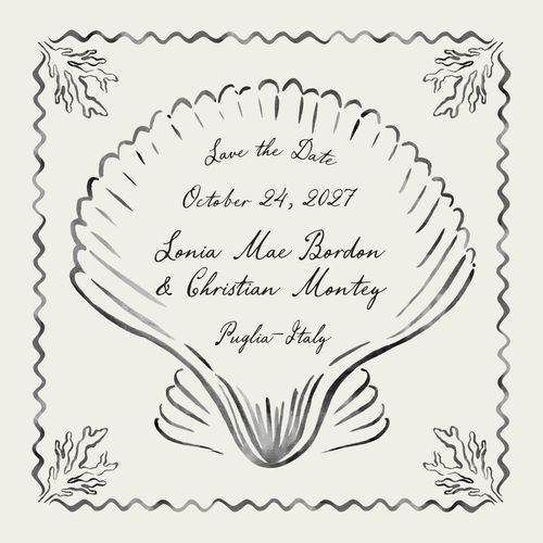 Brides + Minted Save-the-Date With Shell Illustration
