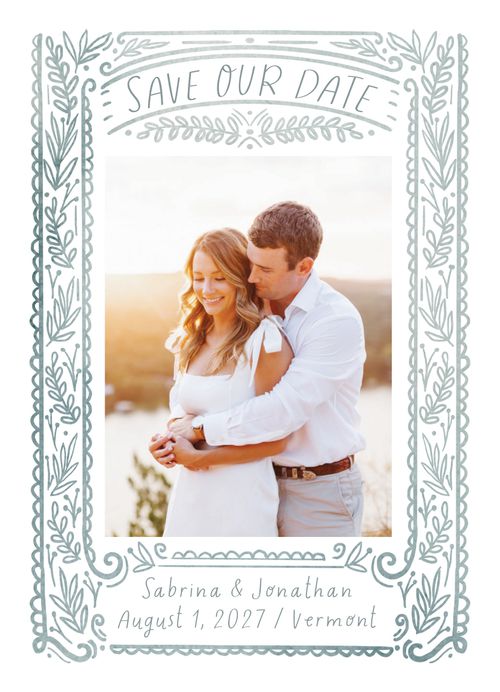 Brides + Minted Photo Save-the-Date With Illustrated Borders